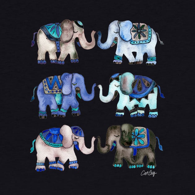 grey blue elephants by CatCoq